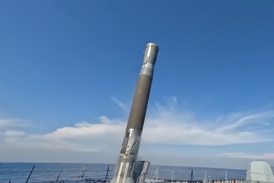 A 3M22 Zircon missile leaves a ship's vertical launcher during a December 2024 test, per Russian MoD.