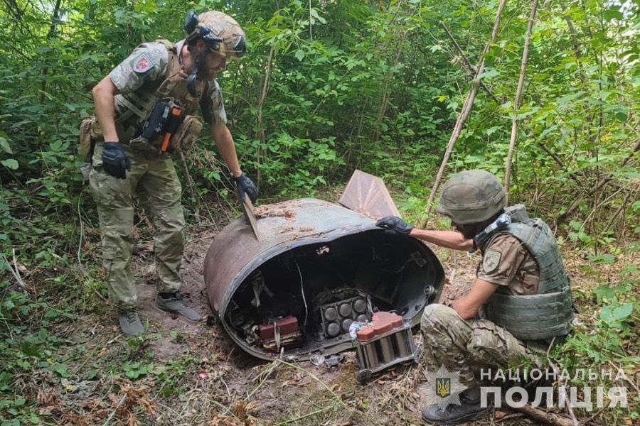 Remains of an Iskander-M missile found in a forest in Sumy Oblast, 2024.