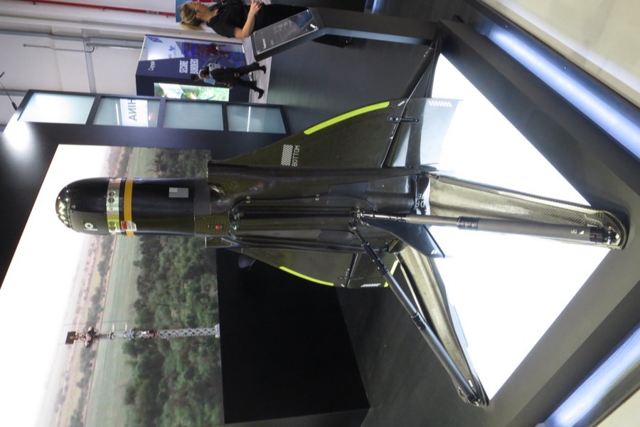 Anduril Roadrunner interceptor on display at IDEX 2025.