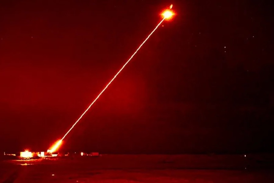 UK DragonFire laser directed energy weapon during a test firing at the Hebrides Range.