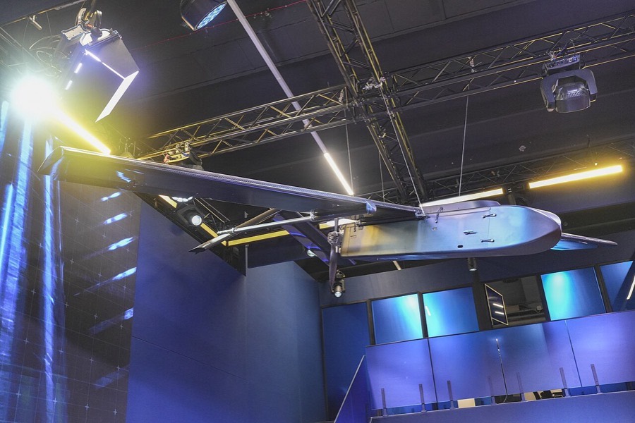 Fire Point FP-1 long-range strike drone on display at MSPO 2026 in Kielce, Poland.