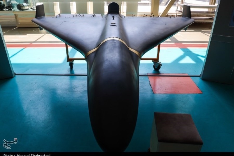 Iranian Shahed-238, the jet drone on which Russia's Geran-3 is based, on display at the IRGC National Aerospace Park, Tehran, August 2024.