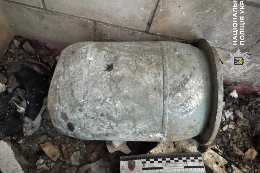 Unexploded warhead, about 50 kg, from the Geran-4 that hit a Kyiv school on October 1, 2026 (National Police of Ukraine).