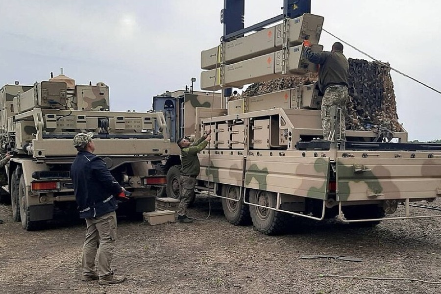 Ukrainian crew reloading an IRIS-T SLM launcher.