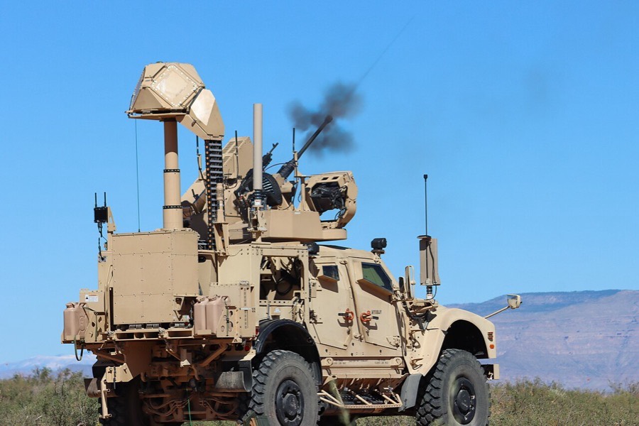 A 37th Infantry Brigade M-LIDS engages an aerial target during training.