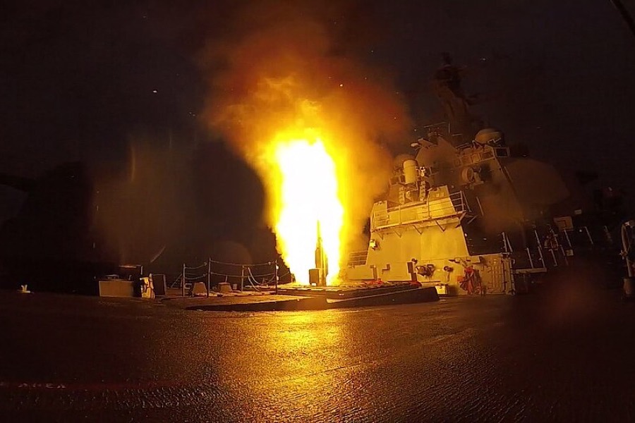 USS The Sullivans fires an SM-2 during an Aegis live-fire test in 2015.