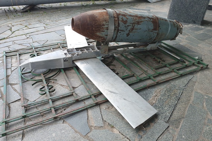 Recovered FAB-500 with a UMPK kit on display at a war museum in Kyiv.